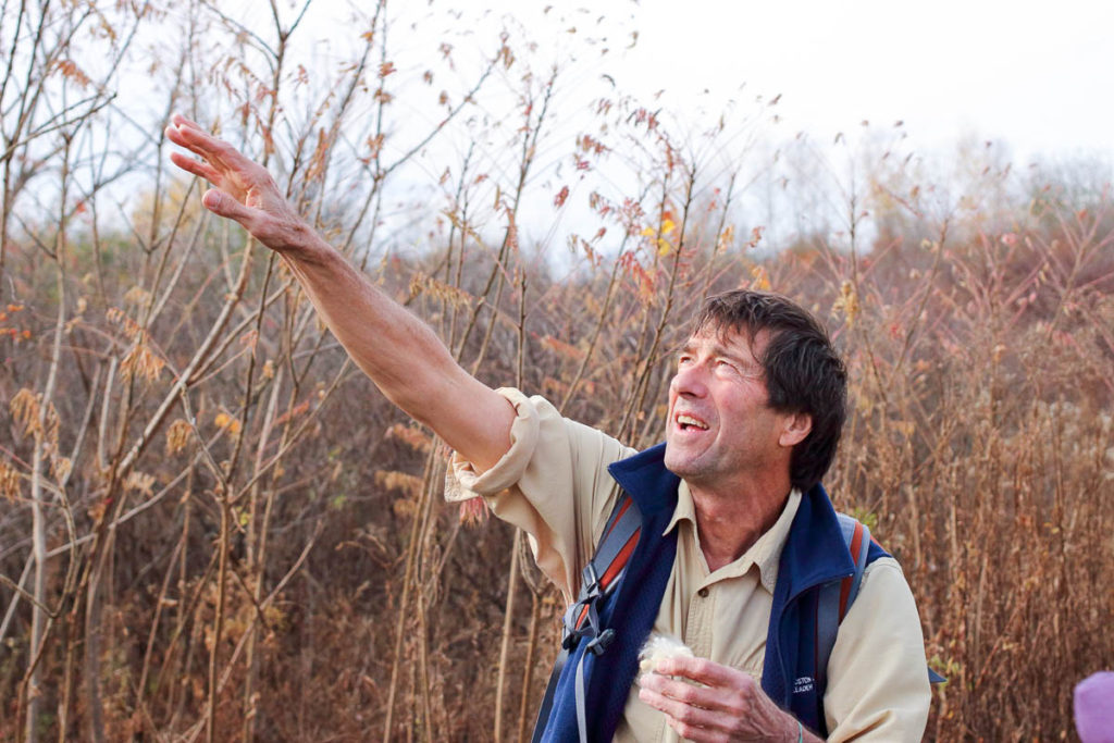 Boot Boutwell talks about milkweed at Mary Cummings Park